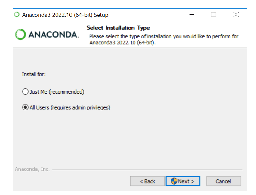 anaconda user type