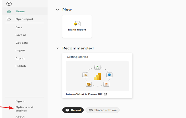power bi options